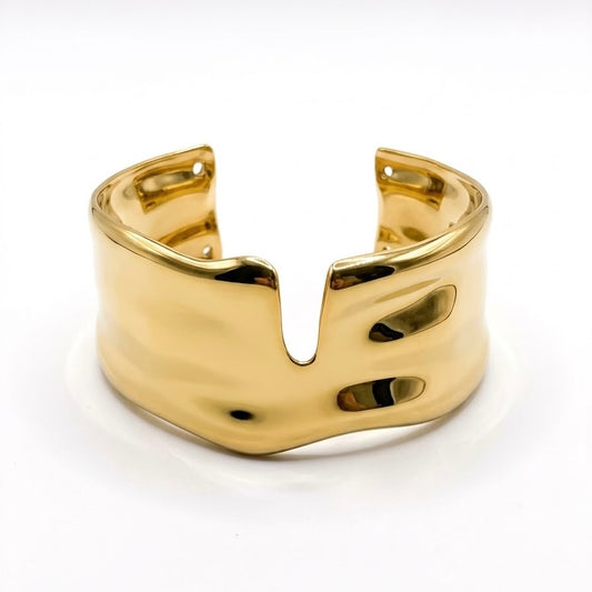 Maud, wide cuff bracelet in stainless steel – view 4 – Fïve Paris