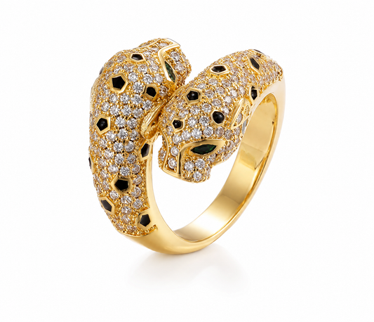 Gigi, Adjustable Panther Ring, Stainless Steel