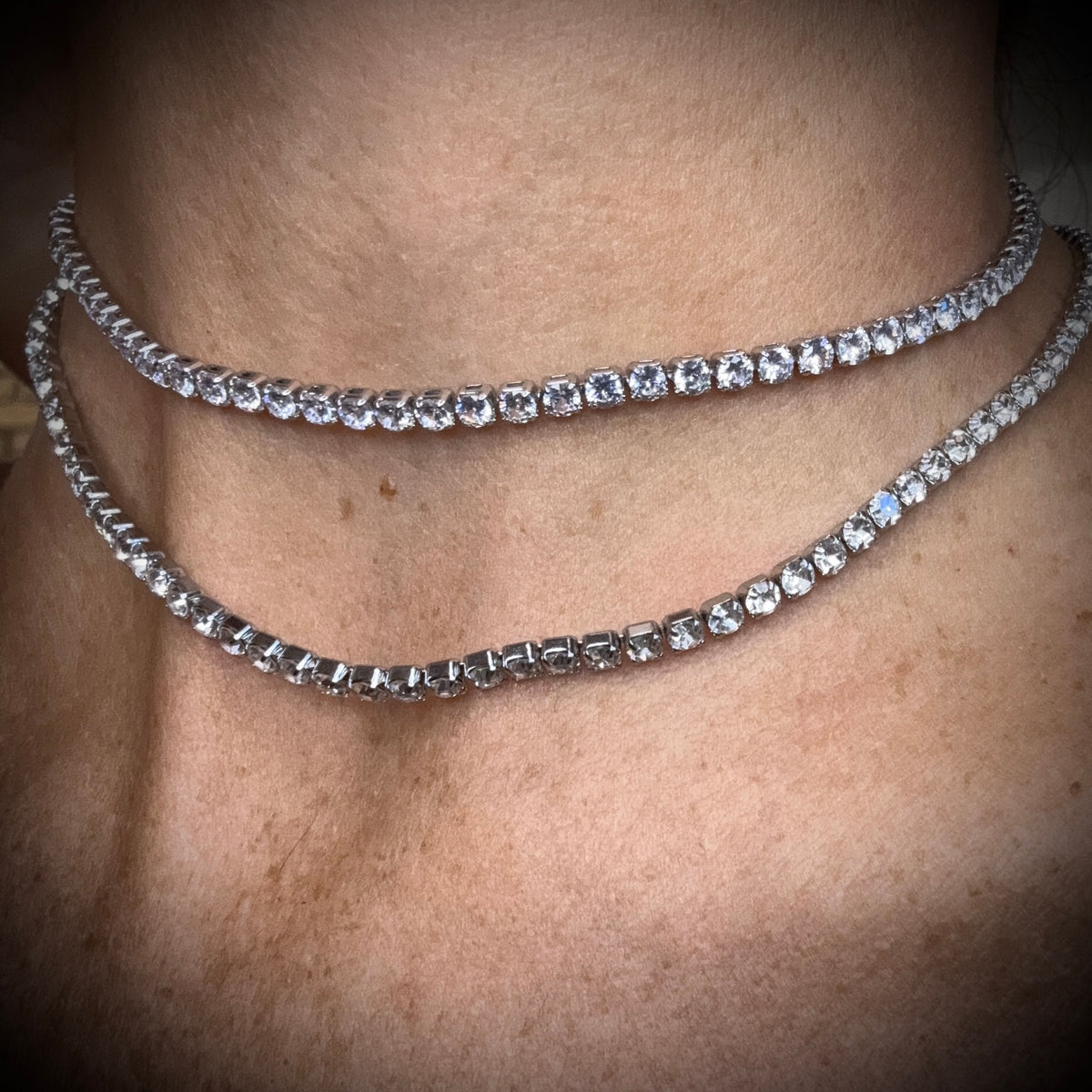 Diana, zirconia riviera choker in stainless steel – view 5 – Fïve Paris