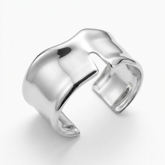 Maud, wide cuff bracelet in stainless steel – view 3 – Fïve Paris