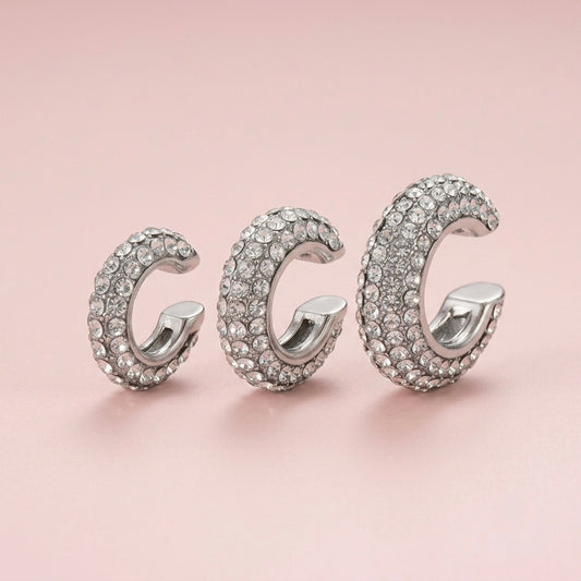 Stack Jackie, lot de ear cuffs argentés strass – Fïve Paris