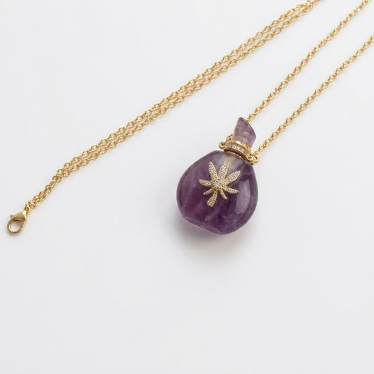 Maria, collier pendentif améthyste acier inoxydable – vue 1 – Fïve Paris