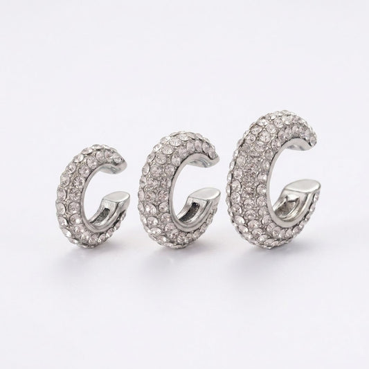Stack Jackie, lot de ear cuffs argentés strass – vue 1 – Fïve Paris