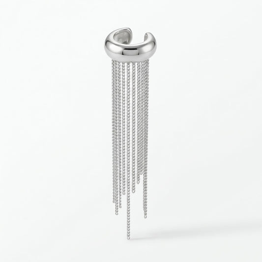 Lisa, ear cuff de hilos colgantes en acero inoxidable