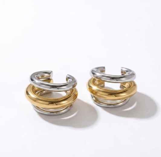 Julie, ear cuff triple anneau bicolore – vue 2 – Fïve Paris