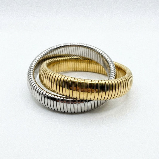 Yanki, bracelet double bicolore plaqué or et argenté – Fïve Paris